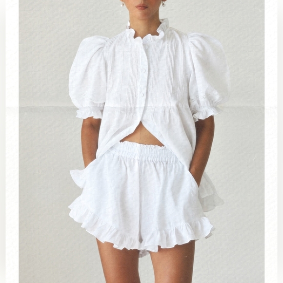 Morton Mac Sanna Pintuck Blouse With Greta  Frill Short - Picture 8 of 14